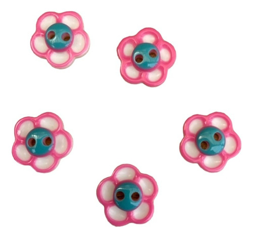 Set De Botones Resina 20 Unidades Diseño Flor Infantil