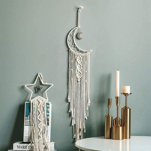 Decoración De Atrapasueños De Luna Y Estrella, 2 Piezas Boho