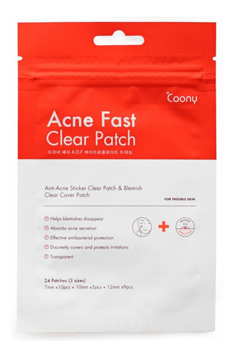 Coony Acne Fast Clear Patch 24 Parches Acne Granos Local