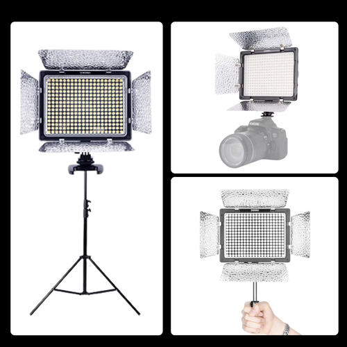 Led Yn300 Iii Iluminador Leds3200-5500k + Fonte + Tripé 2mt Estrutura Preto Luz Branco-frio/branco-quente 110v/220v