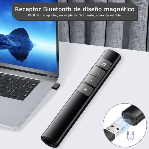 Apuntador Presentador Láser Inalámbric Remoto Usb Recargable Color Negro