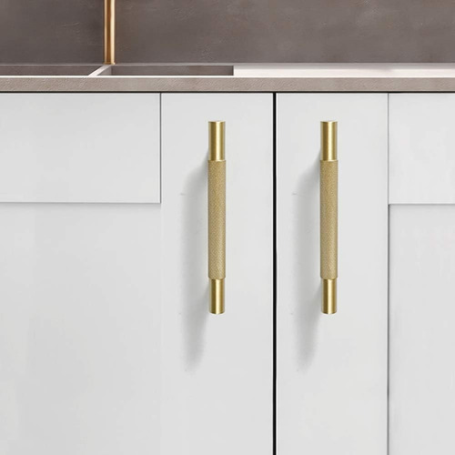 Manija Tirador Barral 96mm Set X2 Cajón Mueble Cocina Inox. Dorado Rayas