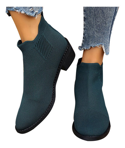 Botas Tipo Calcetín Cómodas De Talla Grande Para Mujer, Tacó