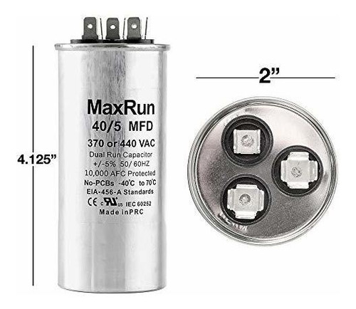 Maxrun Mfd Uf 5 Vac Condensador Doble Ejecucion