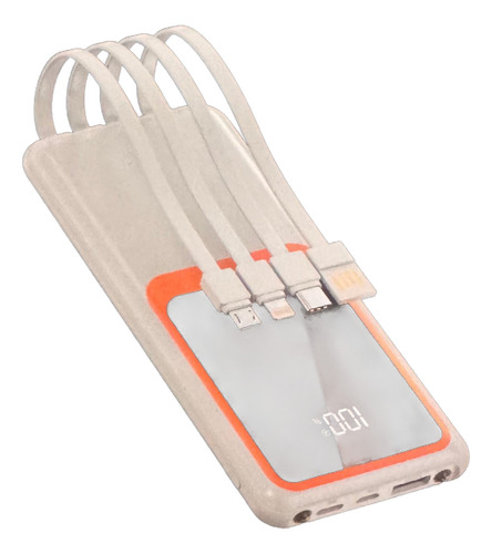 Cargador Portátil Power Bank Carga Turbo C/cables 12000mah Blanco