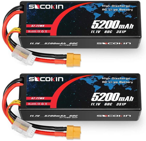 2 Baterias 11.1v Lipo  3s 5200mah 60c Con Conector Xt60
