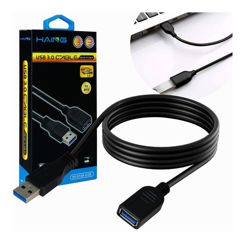 Cable Extension Usb 3.0 Macho Hembra 1 Metro Super Speed 5gb Color Negro