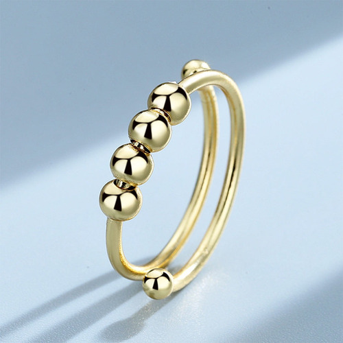Anillo Con Cuentas Redondo Spinner Anillo Anti-ansiedad