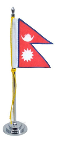 Mini Bandeira De Mesa Do Nepal Poliéster 15 Cm (mastro)