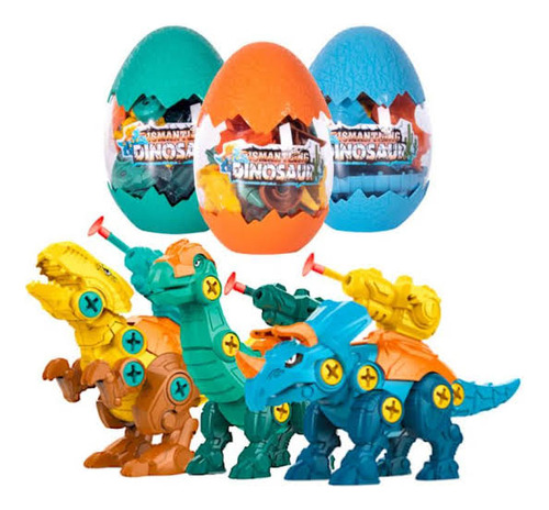 Pack X 3 Huevos De Dinosaurio Armable Lanza Dardos Juguete