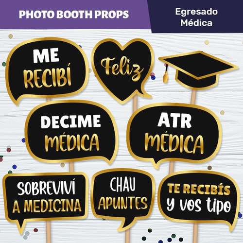 Props Egresada Médica Carteles Imprimibles - Dorado