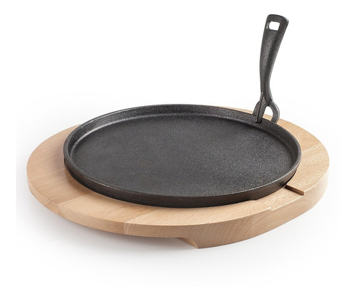 Plancha Hierro Fundido + Base Madera 26 Cm Inducción Ibili