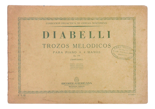 Anton Diabelli: Trozos Melódicos Para Piano A 4 Manos