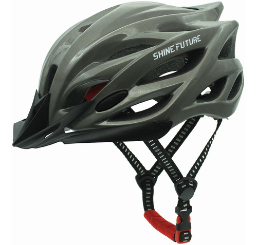 Cascos De Bicicleta Adulto Ciclismo Con Luz De Advertencia Color Gris Talla L 58-61cm