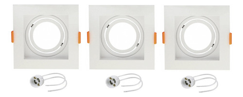 Kit3 Spot Embutir Recuado Direcionável P/ Mr16 Gu10