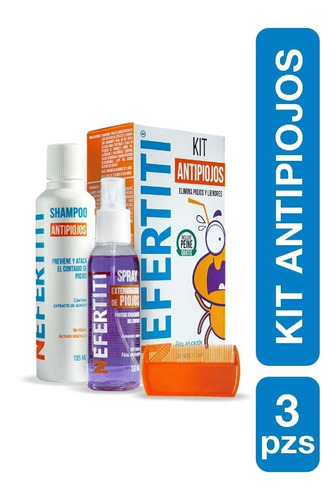 Kit Shampoo + Spray Nefertiti Anti Piojos Y Liendres + Peine