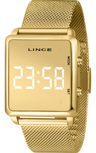 Relogio Lince Feminino Digital Led Mdg4619l Bxkx Dourado