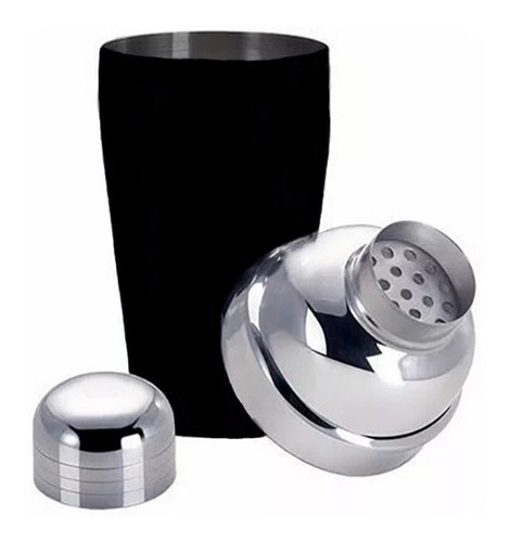 Coqueteleira Aço Inox Black Com Coador E Tampa 500ml Wincy Cor Preto e Inox