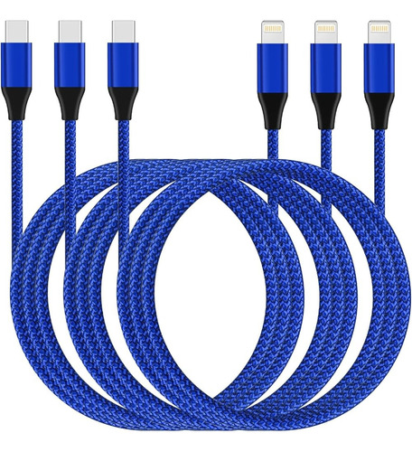 Paquete De 6 Cables Para iPhone Trenzado De Nylon