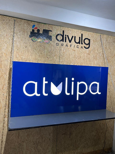 Placa Fachada Acm Luminosa Led Logo Comercio Externo Vazado