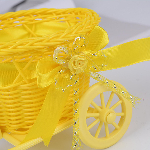 Bicicleta Cesta De Flores Tejidas Artificiales Macetero