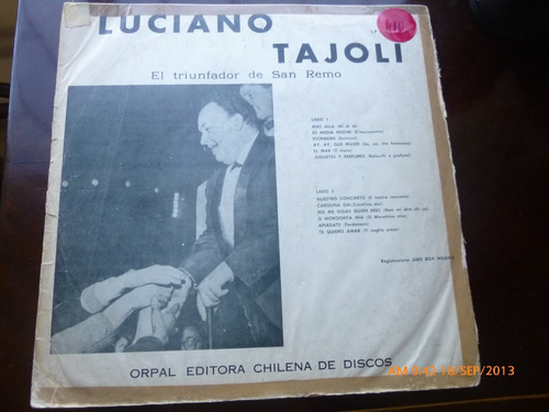 Vinilo Lp De Luciano Tajoli (xx294 (Usado)