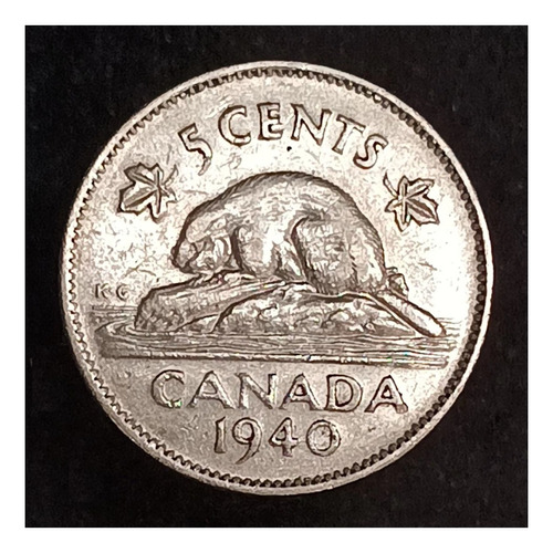 Canada 5 Cent 1940 Exc Km 33 Castor Segunda Guerra