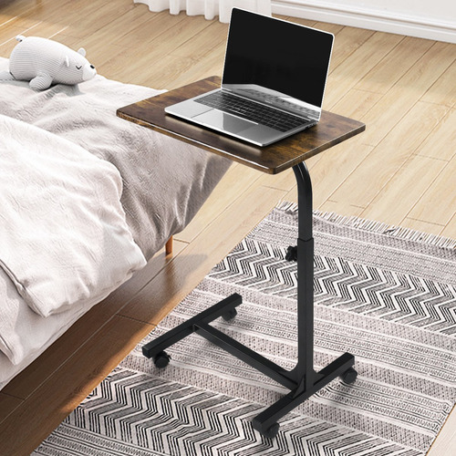 Mesa lateral ajustável Gomyhome para laptop com rodas vintage marrom
