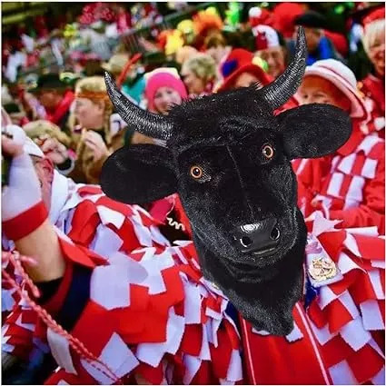 Máscaras De Cabeza De Vaca De Toro Negras Realistas De Hallo