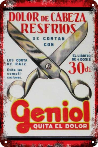 Carteles Antiguos De Chapa 30x45cm Publicidad Geniol Va-004