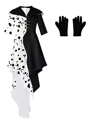 Vestido Cosplay Lilliween Mujer, Película Clásica, Negro Blanco, Con Guantes, Talla Us