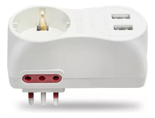 Adaptador Trifásico Schucko Con 2 3 En Linea + 2 Usb Carga