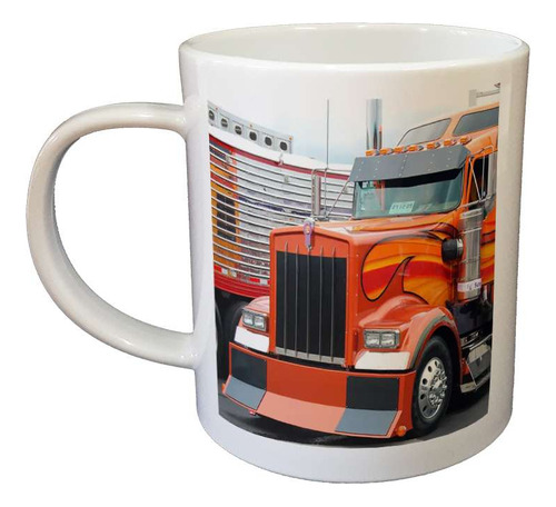 Taza De Plastico Camion Naranja Tuneado Con Llamas Truck