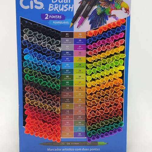 Kit 12 Marcador Permanente Dual Brush Aquarelavel Cis