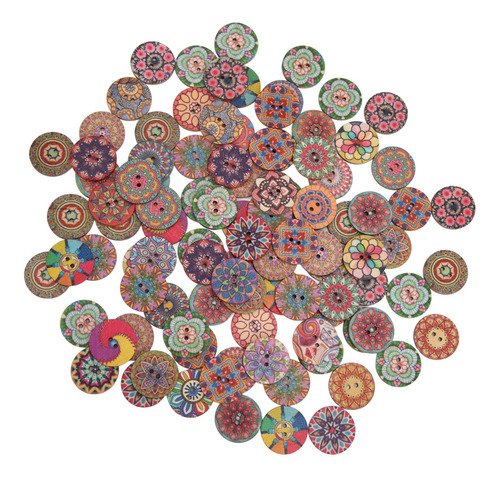 Botones De Colores, 100 Unidades, De Madera, Estilo Europeo,