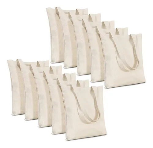 comprar 10pcs Tote Bag Bolsas De Manta Cruda 40 X 35cm. 100% Algodón