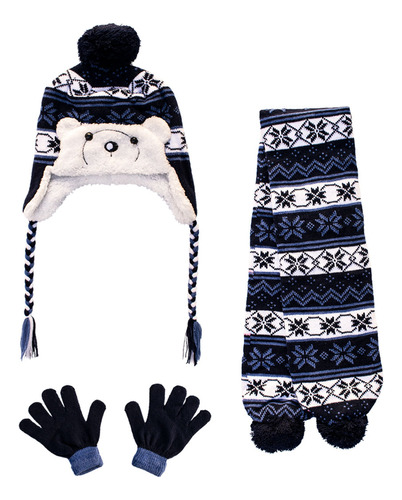 Conjunto Set De Invierno Bufanda Gorro Guantes Bebes Y Niños