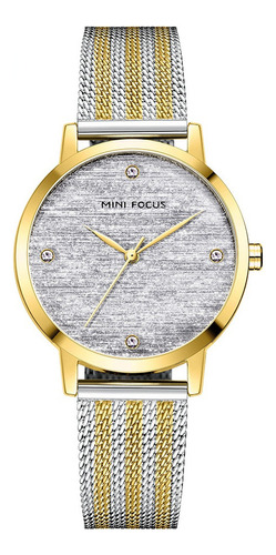 Mini Focus Reloj Milan Con Correa De Malla Y Diamantes Para Fondo Gold/white
