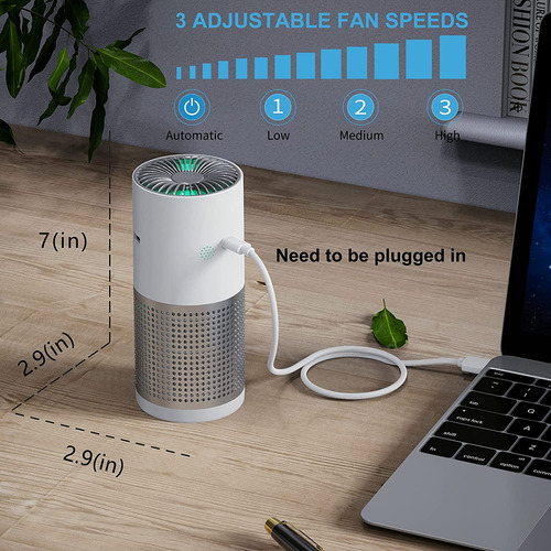 Purificador De Aire Para Coche Con Filtro, Usb-c, Portátil,