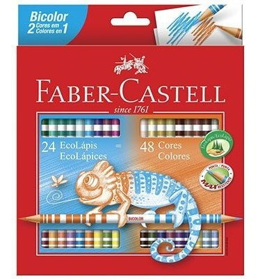 Lápis De Cor 48 Cores Redondo (24 Bicolor) Faber Castell