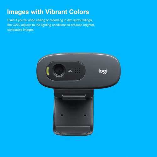 Logitech C270 - Cámara Web Panorámica De Vídeo (720p)