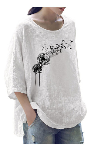 Blusa De Playa Holgada De Algodón De Talla Grande Para Mujer