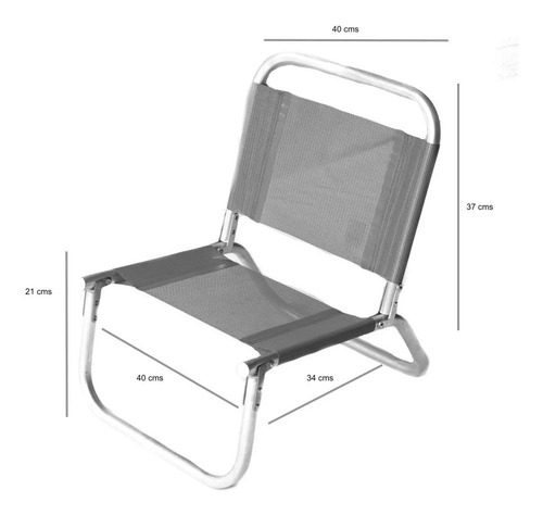 Imagen 8 de 9 de Reposera Playerita Aluminio 1 Posición Kit X2 - Disentino®