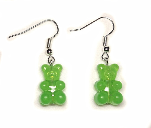 Aretes Ositos Gomita Panditas Verde Pandas Kawaii Oso Gummy