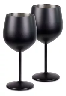 2 Copas De Vino Negras De Acero Inoxidable 18 Oz (550 Ml)