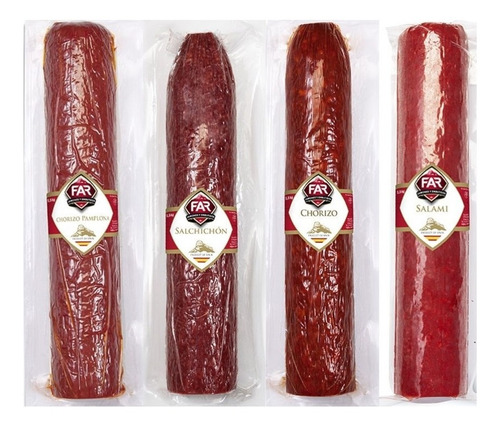 4 Embutidos Pamplona Salchichón Chorizo Salami Far C/u 1,3kg