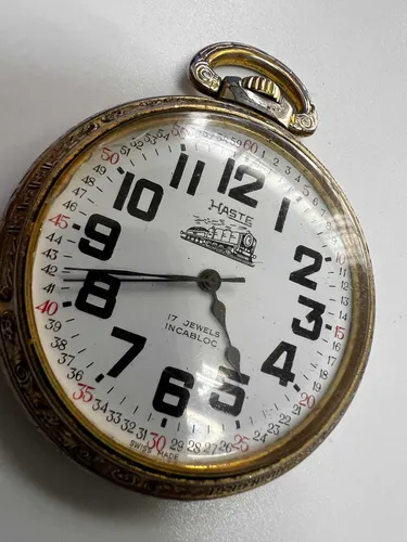 Reloj De Bolsillo Haste 17 Joyas Antiguo Incablonc Cuerda Cuotas