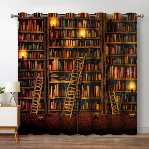 Jekeno - Cortinas Opacas De Biblioteca, Libros, Estanteria,