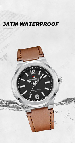 Reloj De Pulsera Deportivo Casual Con Correa De Piel Navifor