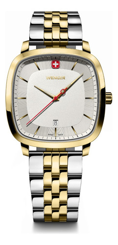 Wenger Reloj Vintage Classic 37 Mm, Blanco Para Caballero Color de la correa Plateado/Dorado Color del bisel Plateado